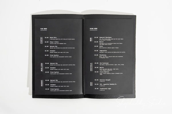 Personalized eco-friendly menu folder with elastic band