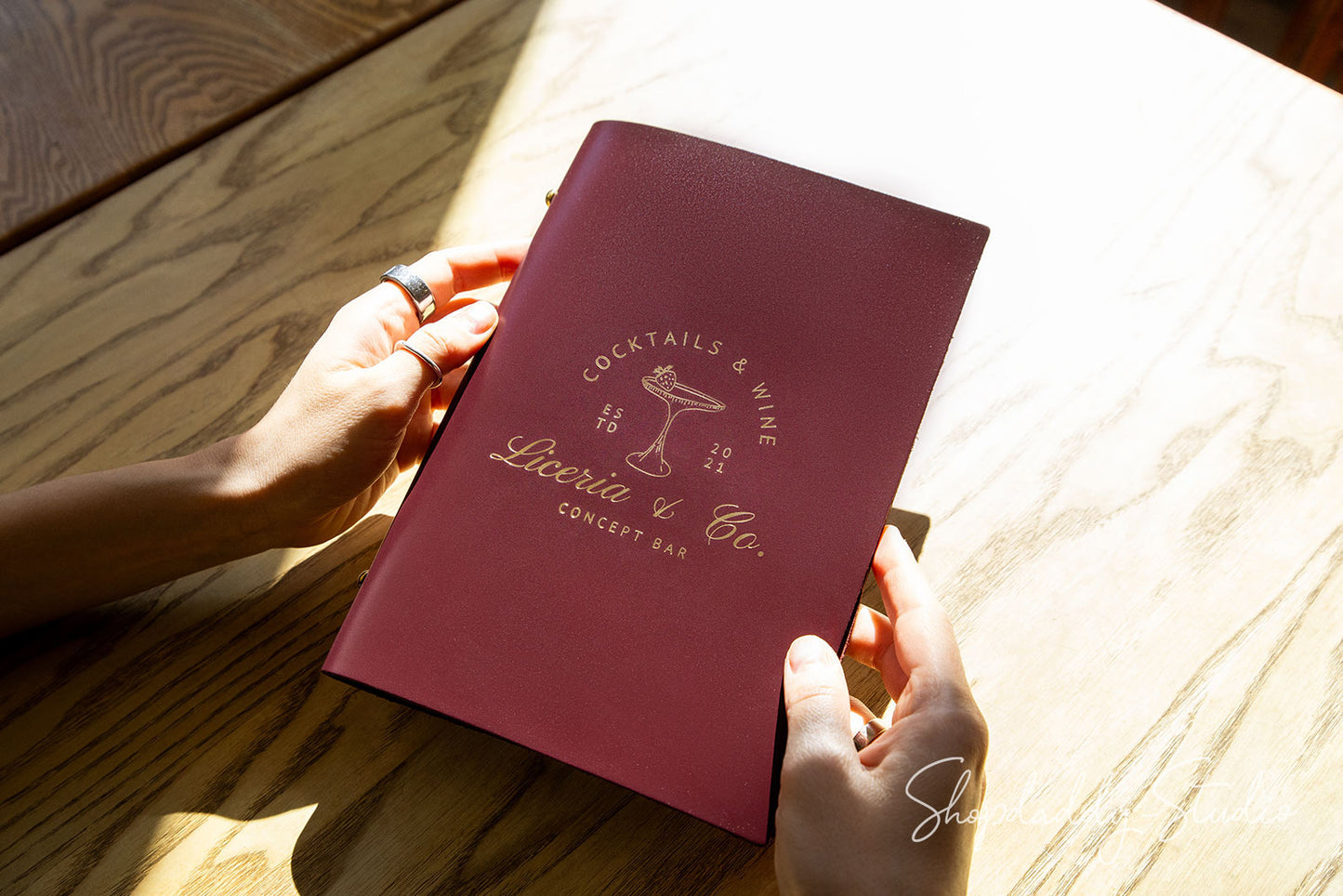 Purple Thick Leather Menu Cover With Plastic Sleeves for Hospitality