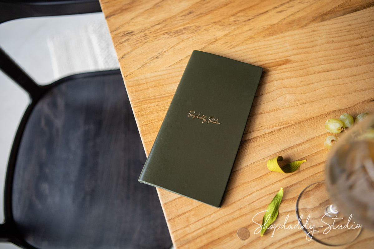 Cafe Green Italian Leather Check Holder