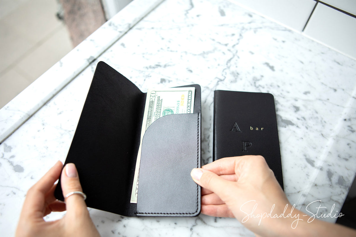Cafe Black Italian Leather Check Presenter with your logo