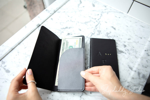 Cafe Black Italian Leather Check Presenter with your logo