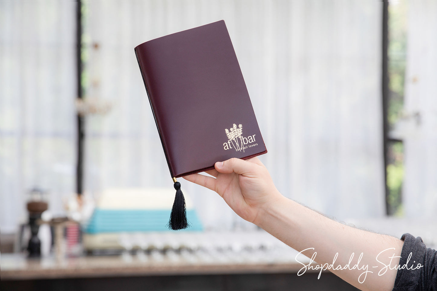 Purple Thick Leather Menu Folio with Tassel