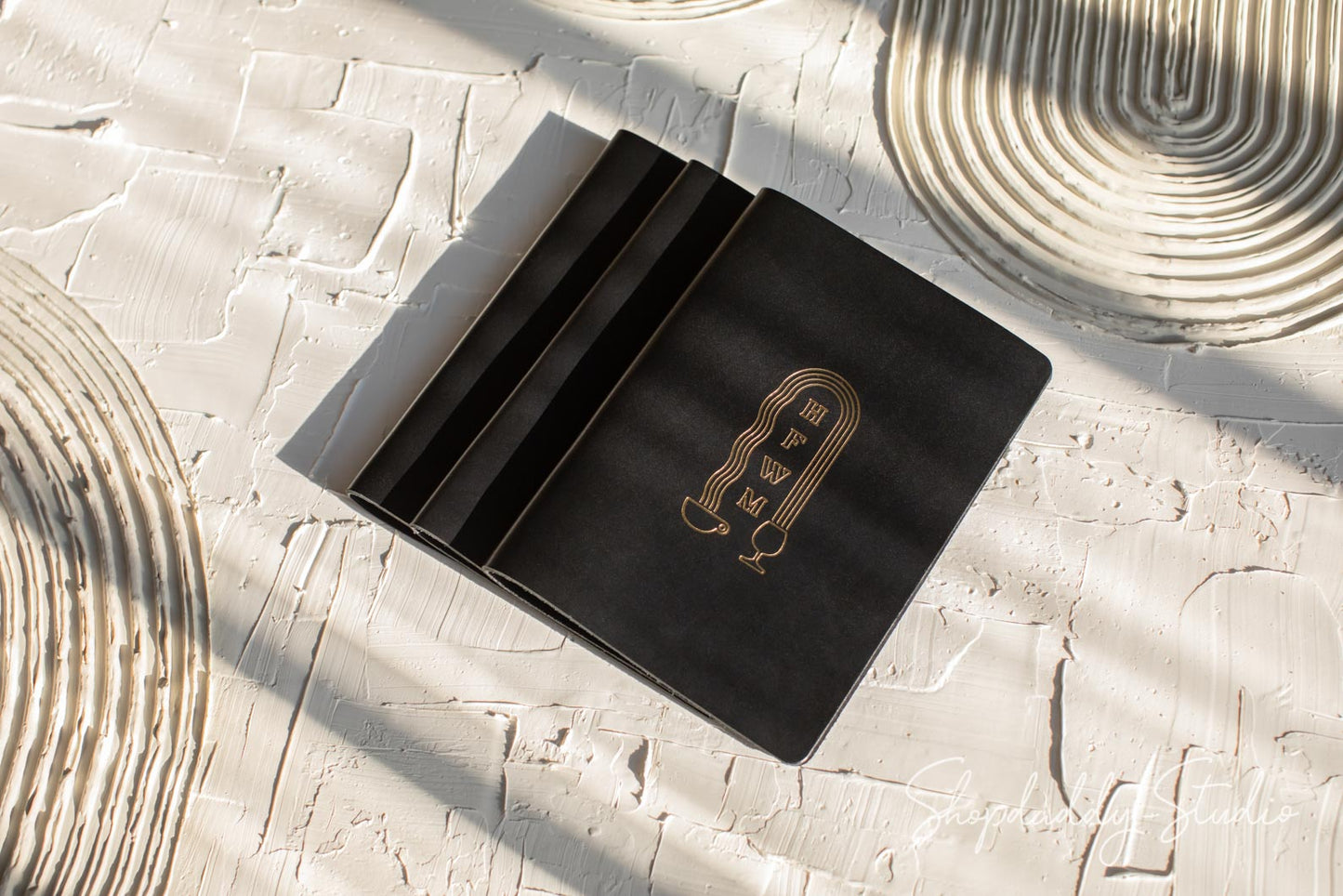 Black Thick Leather Menu Cover with Plank for bar