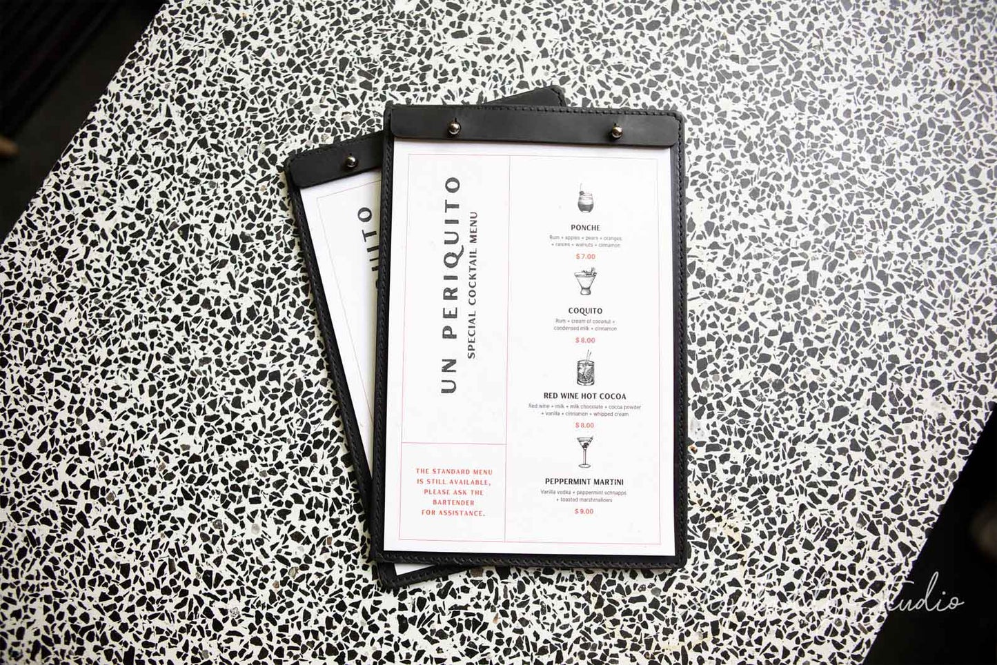 personalized leather menu board for restaurant