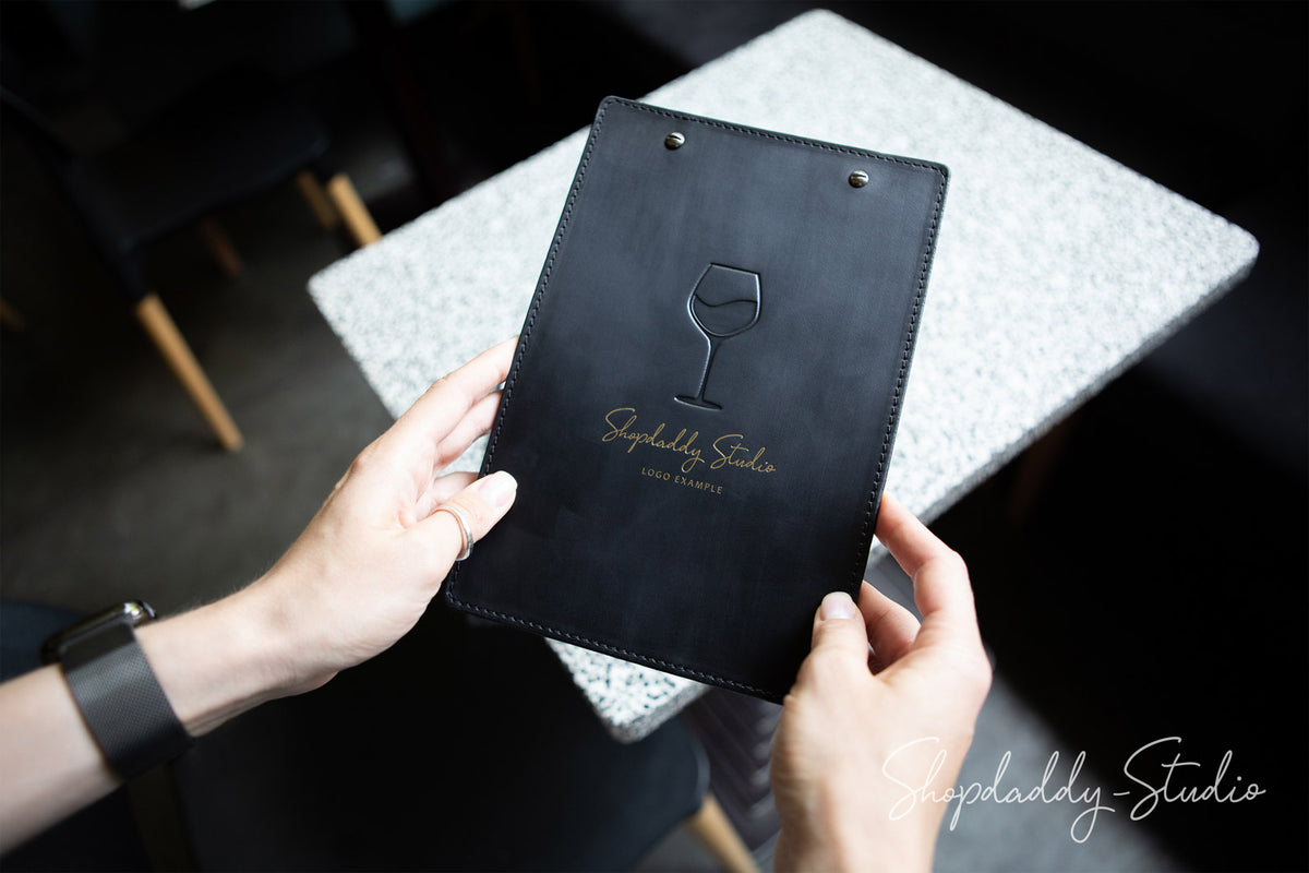 personalized leather Menu board with logo
