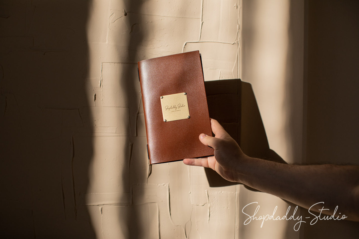 Brown Thick Leather Menu Cover with Brass Lable