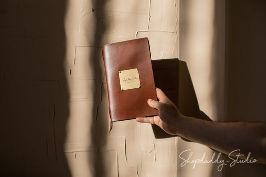 Brown Thick Leather Menu Cover with Brass Lable