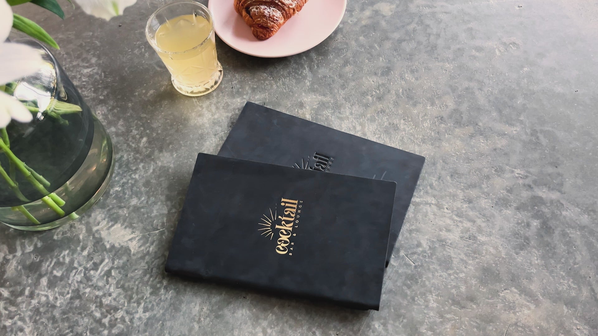 Double Leather Menu Cover with Elastic Band