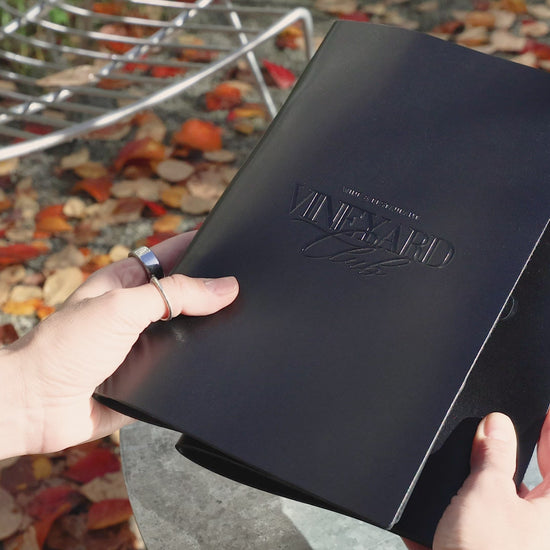 Black Leather Menu Cover with Rings Mechanism