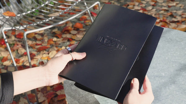 Black Leather Menu Cover with Rings Mechanism