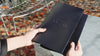 Black Leather Menu Cover with Rings Mechanism