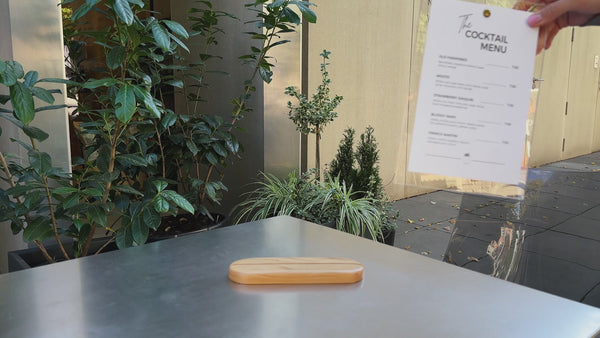 Matt Lacquer Wooden/Acrylic Table Menu Stand with your logo