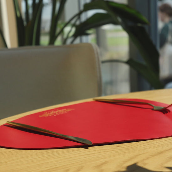 Red Thick Leather Pebble Table Dining Placemat 