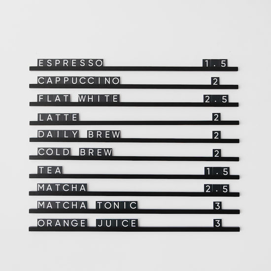 Elegant Black Wall Menu PVC Letter Board for Restaurants & Cafe