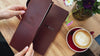 Brown Double Leather Menu Cover With Elastic Band