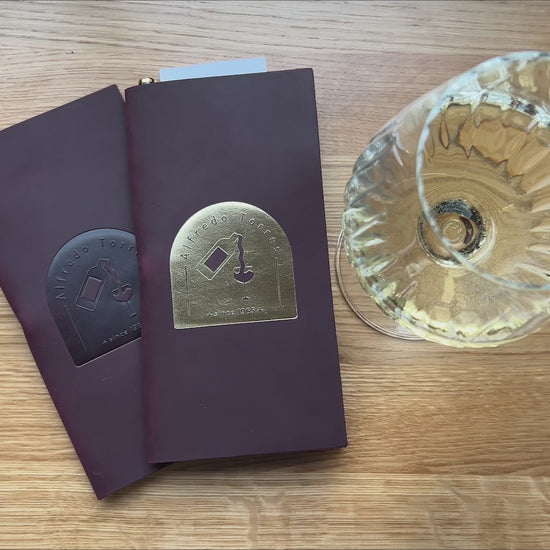 Purple Leather Check Presenter with Pen Loop