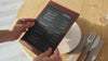 Brown Leather Menu Holder with Top & Bottom Pockets