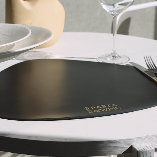 Black Thick Leather Pable Table Dining Placemat