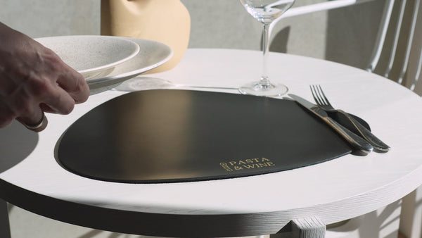 Black Thick Leather Pable Table Dining Placemat