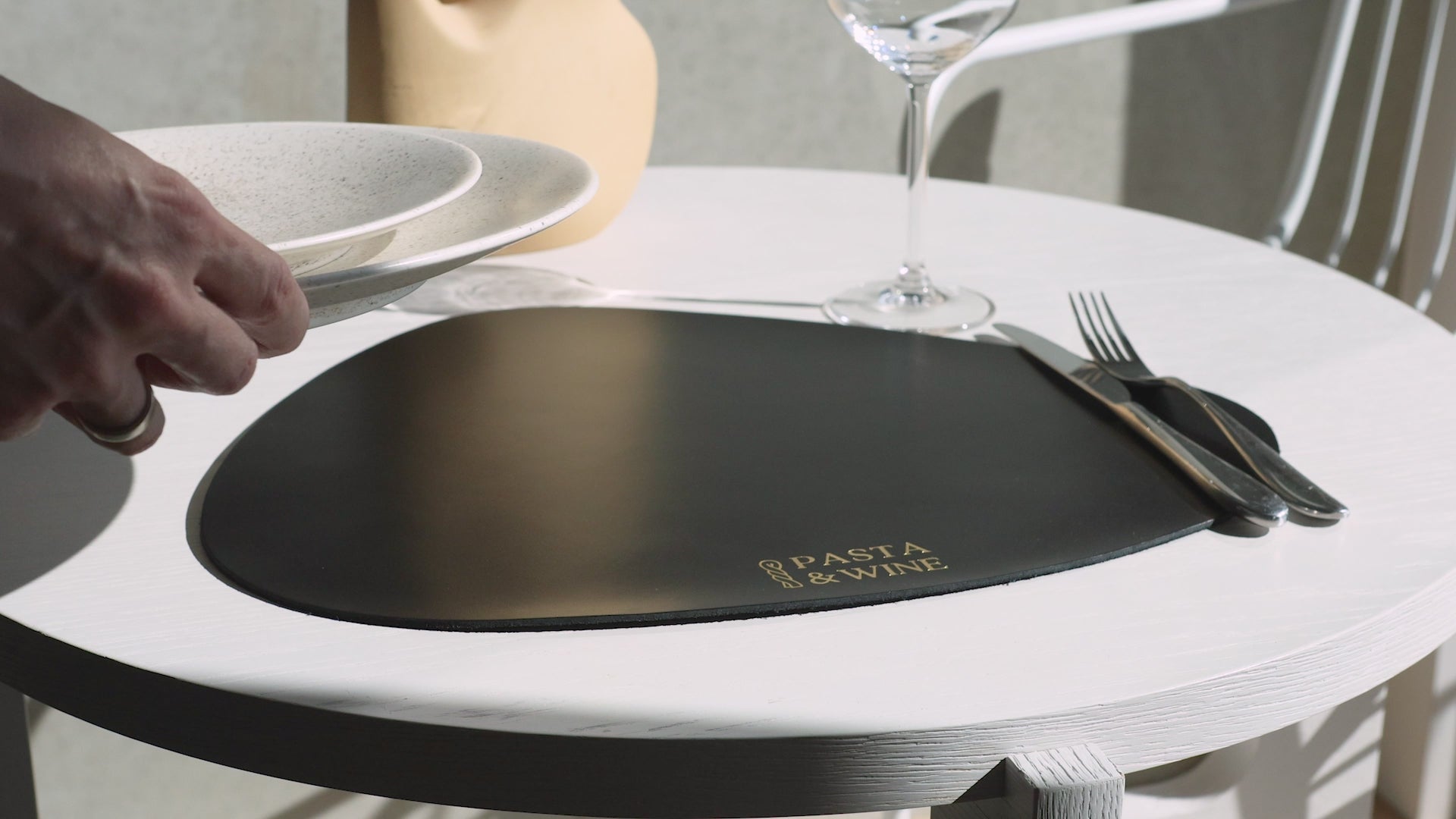 Black Thick Leather Pable Table Dining Placemat