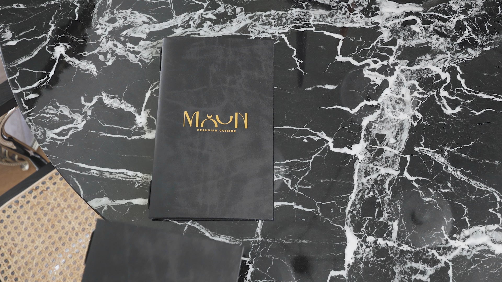 Black Recycled Leather Menu Cover with Elastic Band