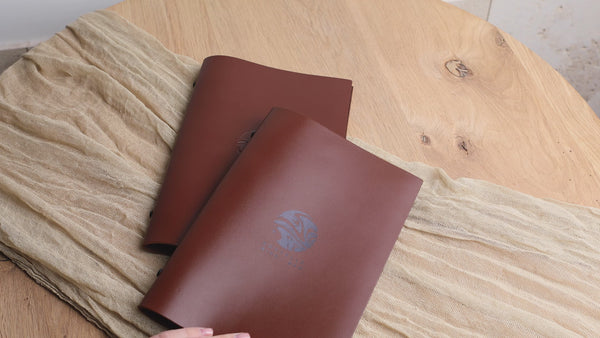 Brown Thick Leather Menu Cover With Plastic Sleeves