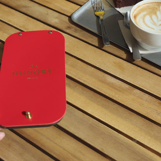 Red Leather / Ashwood Check Presenter