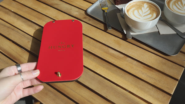 Red Leather / Ashwood Check Presenter