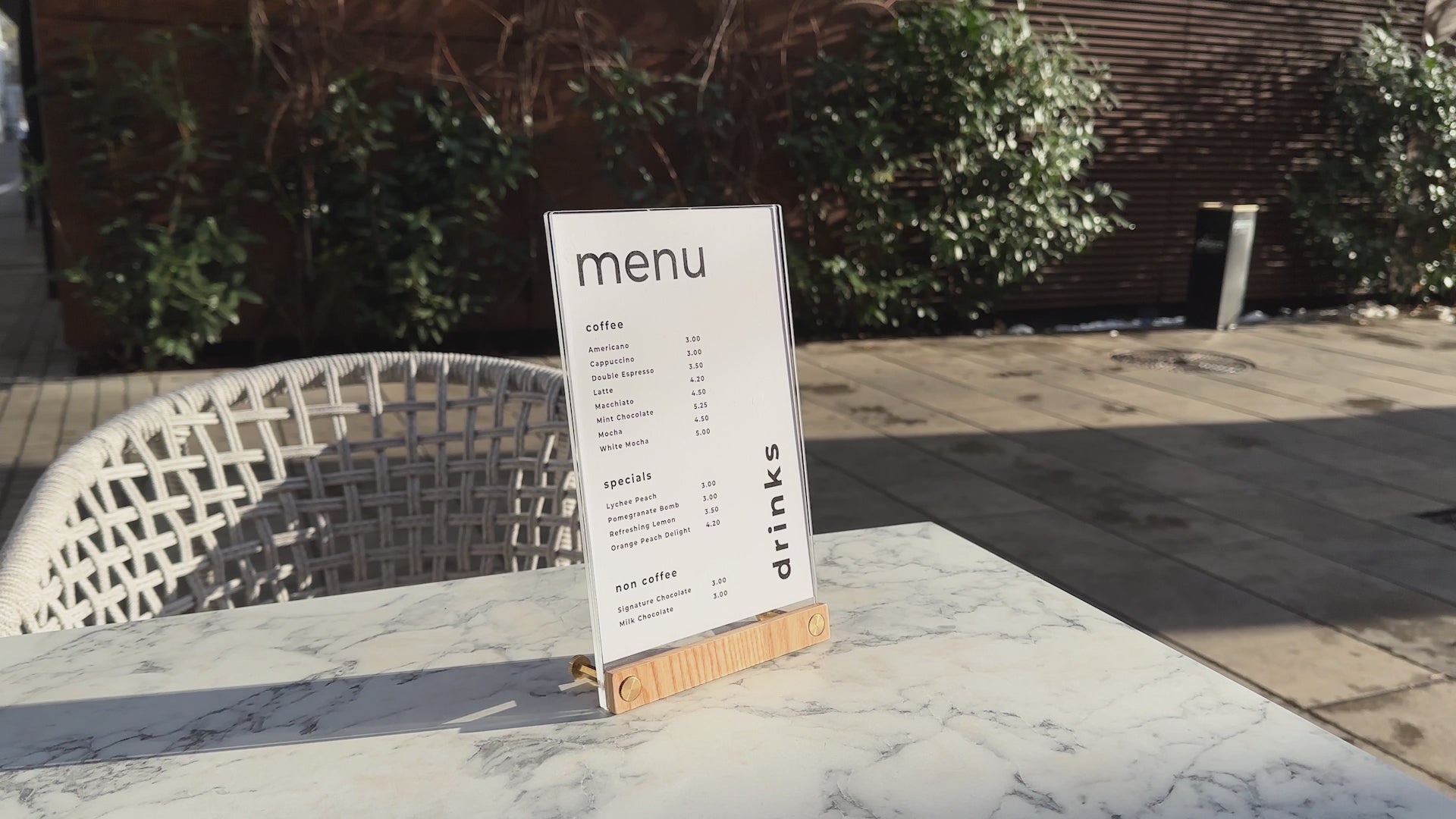 Acrylic Table Top Menu with Double Transparent Sleeve