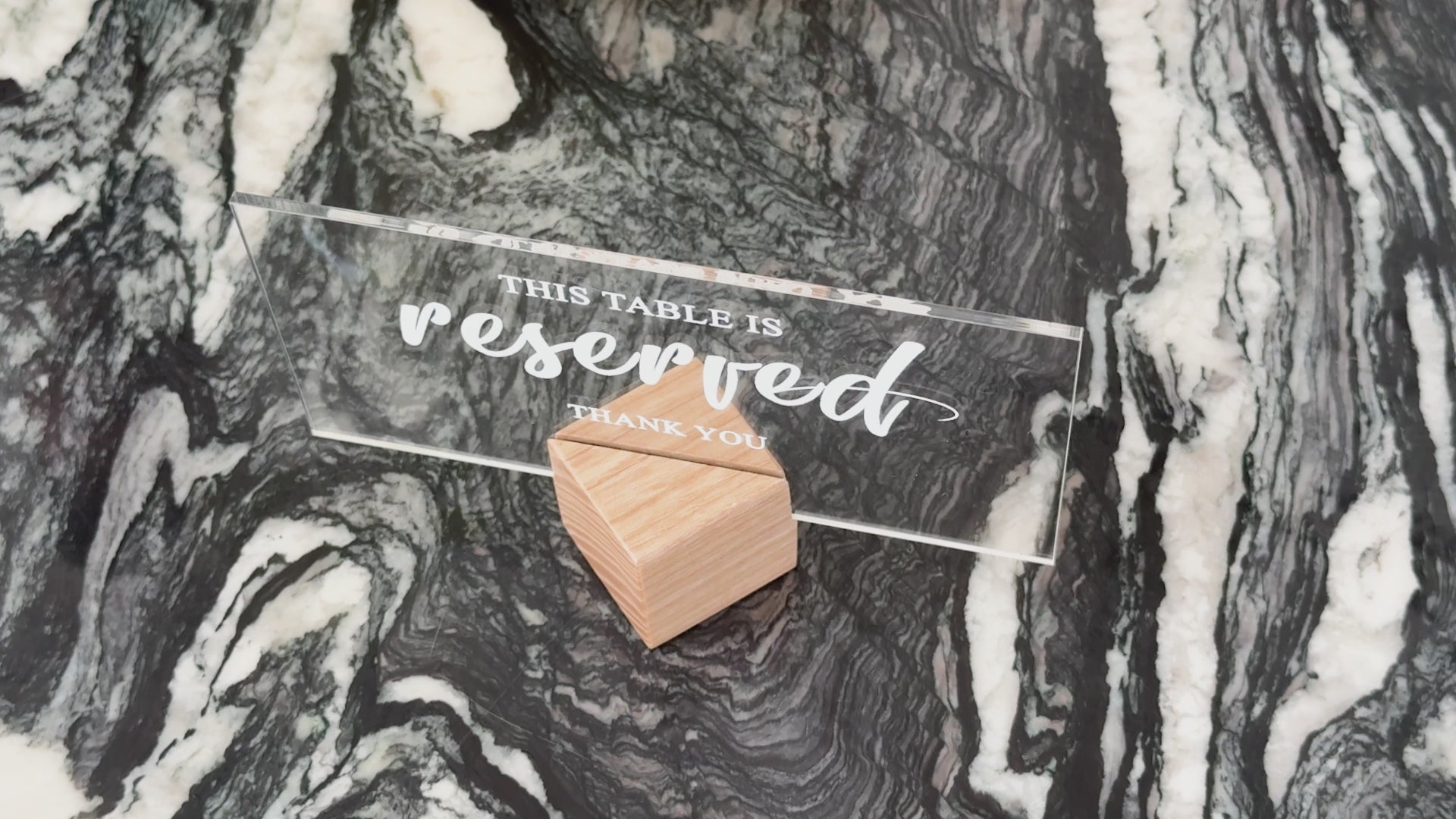 Acrylic Reserved Sign With Cube Wooden Stand