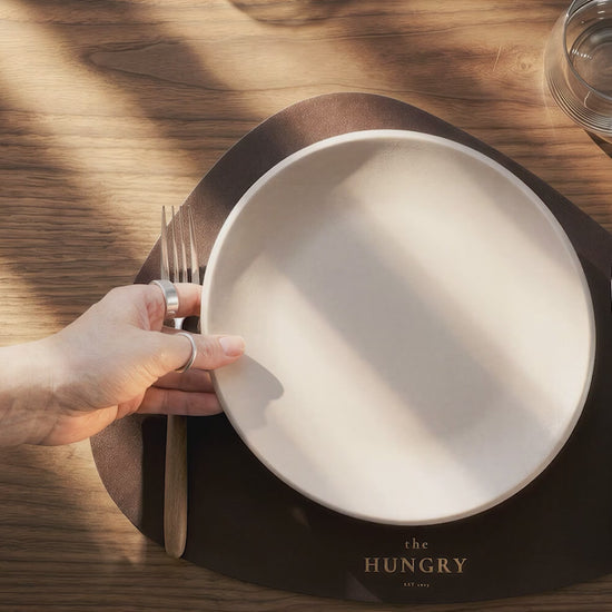 Dark Brown Thick Leather Pebble Table Dining Placemat
