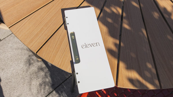 White Wooden Album / Menu Holder with Brass Plank