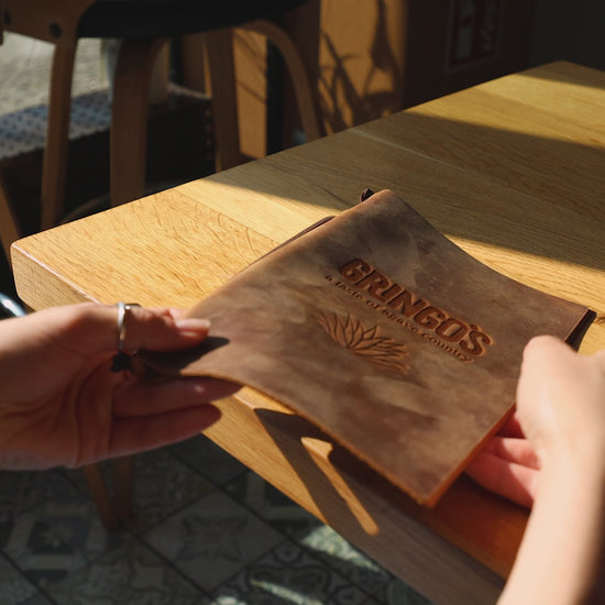 Rusty Leather Menu Cover with Leather Lace