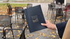 Dark Blue Thick Leather Menu Cover With Plastic Sleeves
