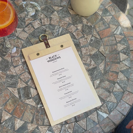 Matt Lacquer Wooden Menu Board with Metal Ring