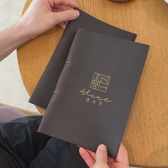 Chocolate Leather Menu Cover with Steel Rings