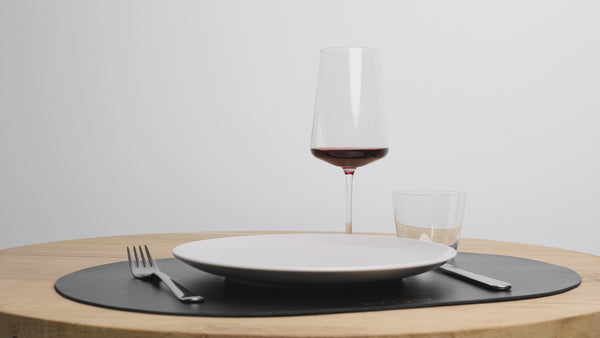 Black Thick Leather Oval Table Dining Placemat