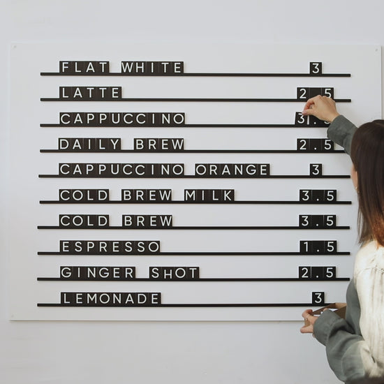 Metal Wall Menu Letter Board With Black PVC Letters