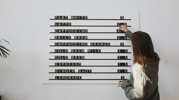 Metal Wall Menu Letter Board With Black PVC Letters