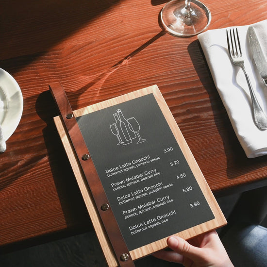 Lacquer Menu Holder With Leather Strap-Loop