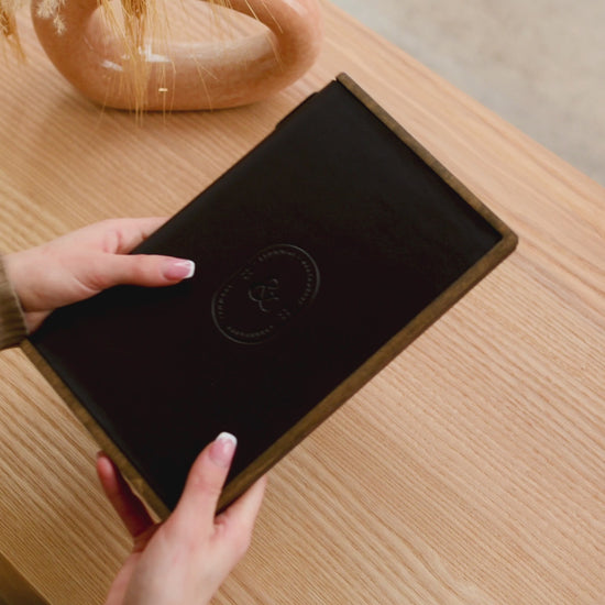 Leather / Plywood Menu Book with Elastic Band