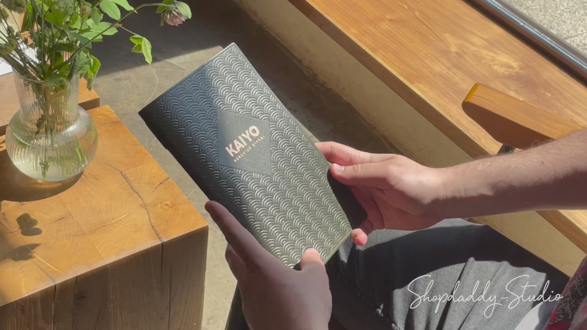 Green Thick Leather Menu Cover with Pattern for restaurant