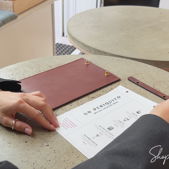 Brown Double Leather Holder with Caburn Plank with your logo