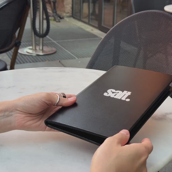 Black Double Thick Leather Menu Cover with Elastic Band
