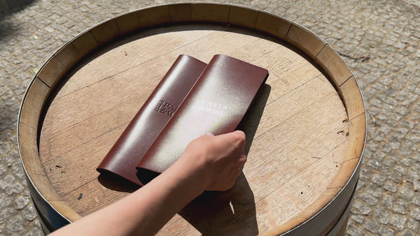 Brown Thick Leather Menu Cover with Brass Plank