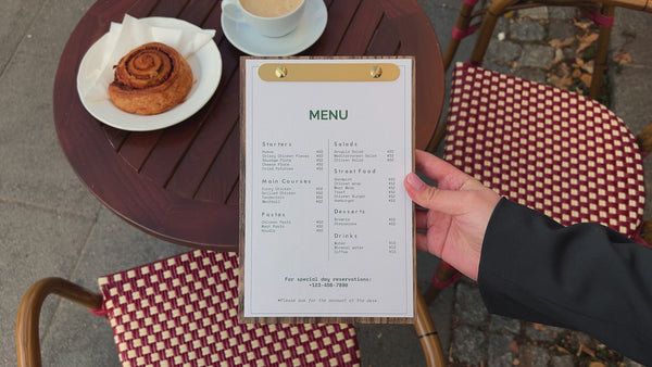 Walnut Menu Holder with Rounded Brass Plank