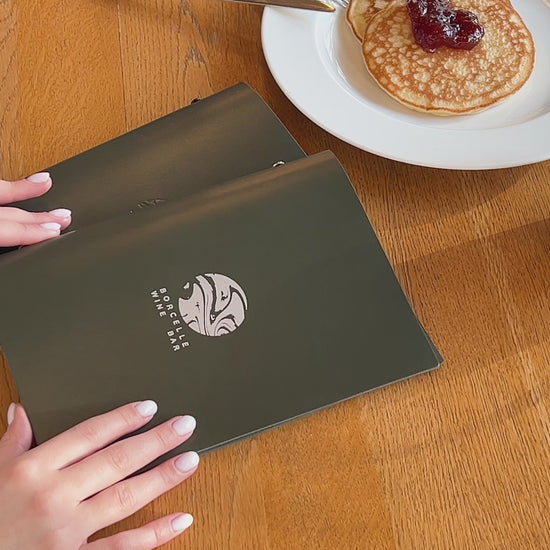 Green Thick Leather Menu Cover With Plastic Sleeves