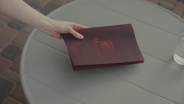 Purple Leather Menu Cover with Elastic Band