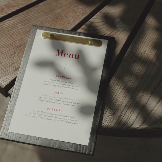 Black Menu Board with Brass Plank