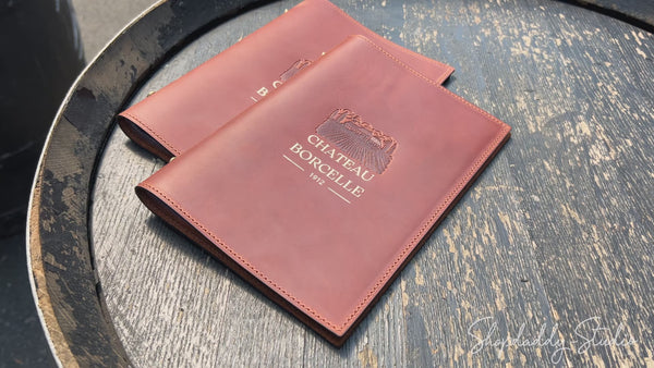 Brown Leather Menu Cover with Plastic Sleeves for restaurant